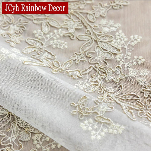 Voilage tulle brodé floral élégant pour salon chambre - vue 6 sur 7