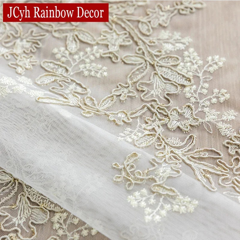 Voilage tulle brodé floral élégant pour salon chambre - vue 5 sur 7