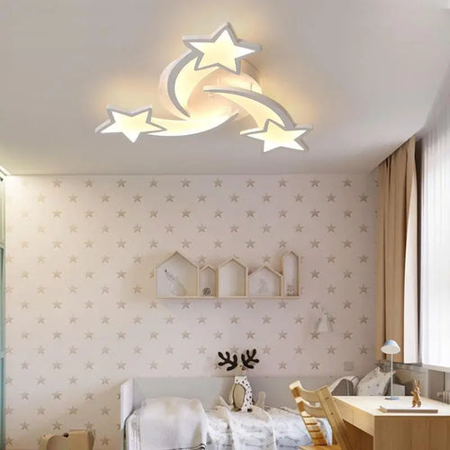 Étoile Led plafonniers acrylique lustres lampe pour enfants garçon et fille chambre salon salle à manger Design intérieur lumières - vue 3 sur 9
