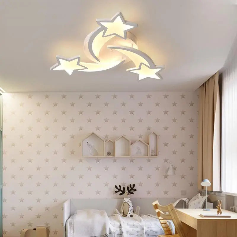 Étoile Led plafonniers acrylique lustres lampe pour enfants garçon et fille chambre salon salle à manger Design intérieur lumières - vue 3 sur 9