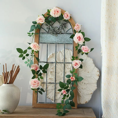 vignes de roses artificielles en soie pour décoration intérieure - vue 8 sur 12