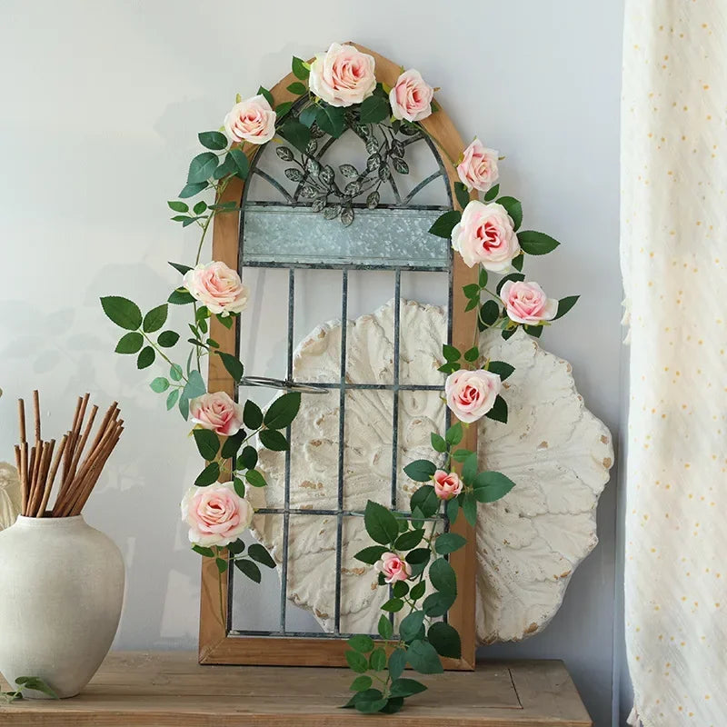 vignes de roses artificielles en soie pour décoration intérieure - vue 7 sur 12