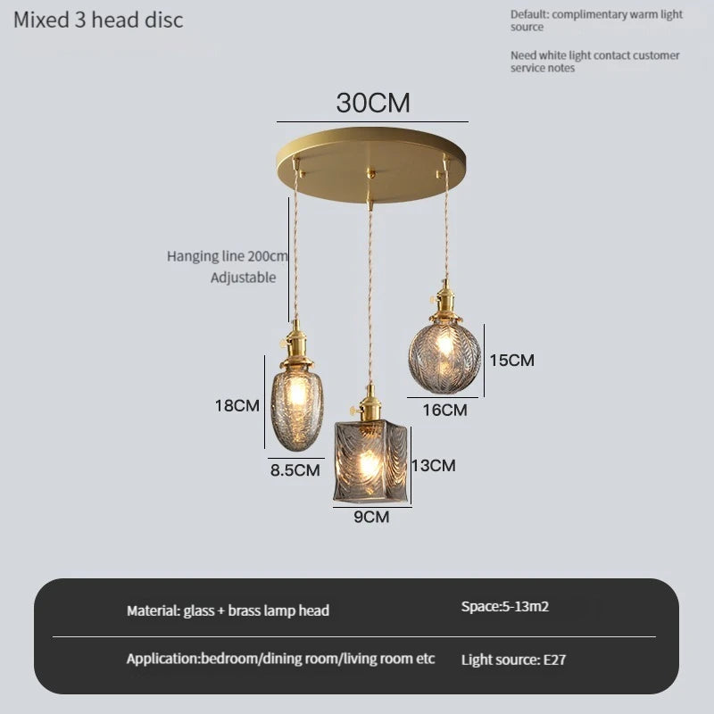 suspension vintage avec interrupteur et abat-jour en verre cristal - vue 4 sur 22