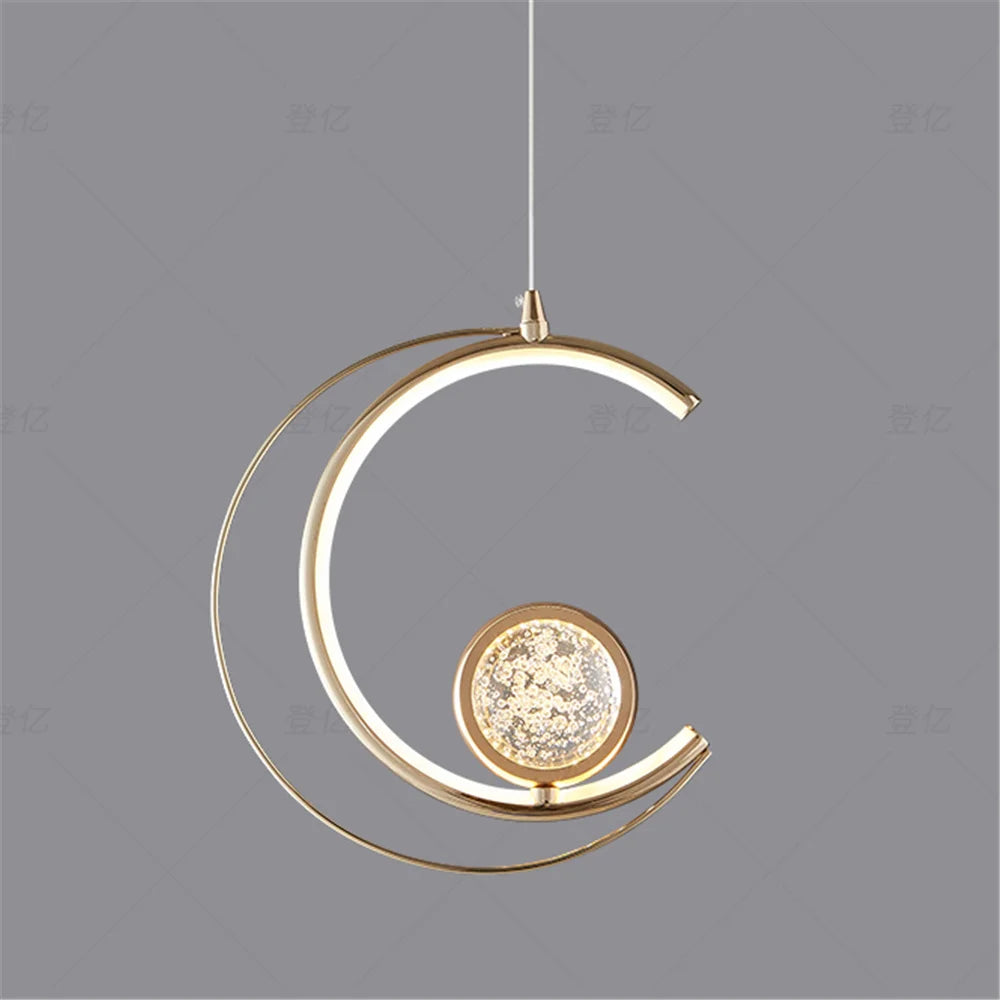 suspension en cristal de croissant de lune nordique élégante - vue 3 sur 8