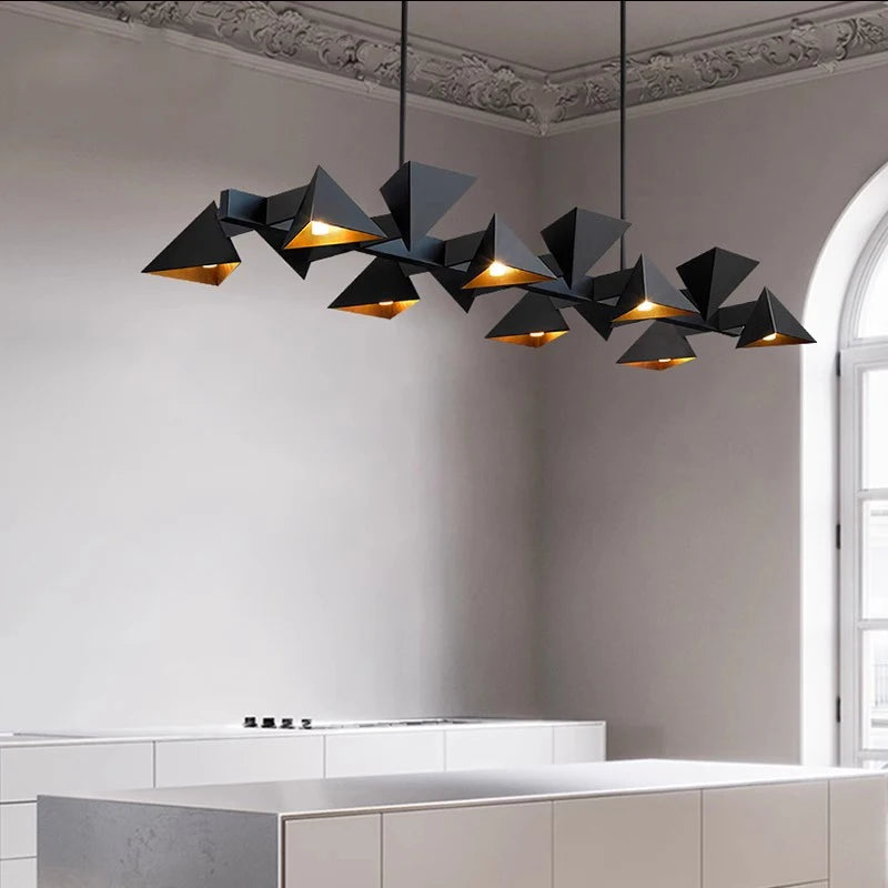 Lustre design moderne en métal noir décoratif intérieur - vue 4 sur 9