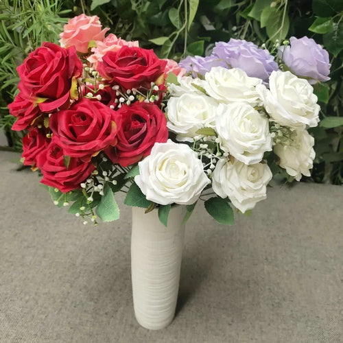 bouquet de roses en soie pour décoration de mariage et fêtes - vue 5 sur 13