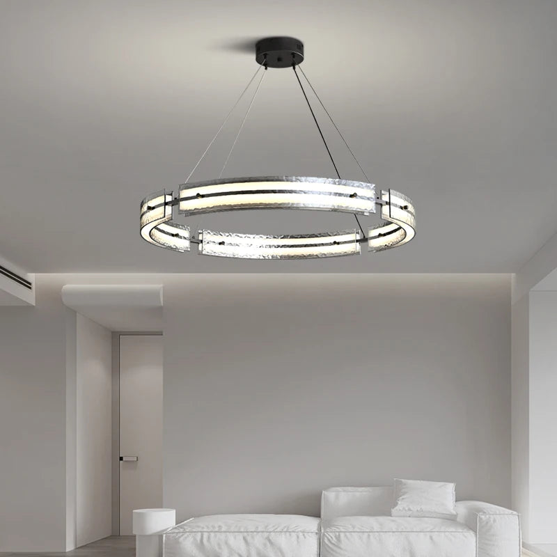 suspension en fer minimaliste avec verre ondulé pour intérieur moderne - vue 3 sur 7