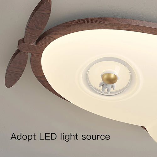 plafonnier avion en bois pour chambre d'enfant décoration lumineuse - vue 10 sur 12