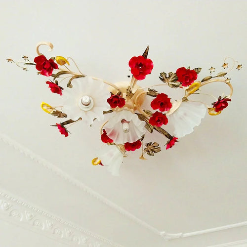 américain Rural fleur cuisine princesse filles chambre plafonnier assis lumière LED moderne plafonnier pour salon - vue 6 sur 9
