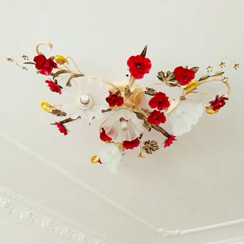 américain Rural fleur cuisine princesse filles chambre plafonnier assis lumière LED moderne plafonnier pour salon - vue 6 sur 9