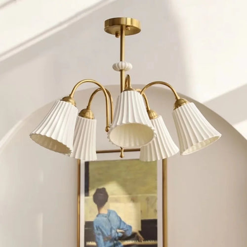 Lustre de style français rétro en céramique blanche - vue 3 sur 11