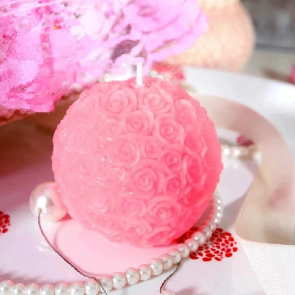 bougie parfumée boule fleur rose décoration pour la maison cadeau - vue 5 sur 9