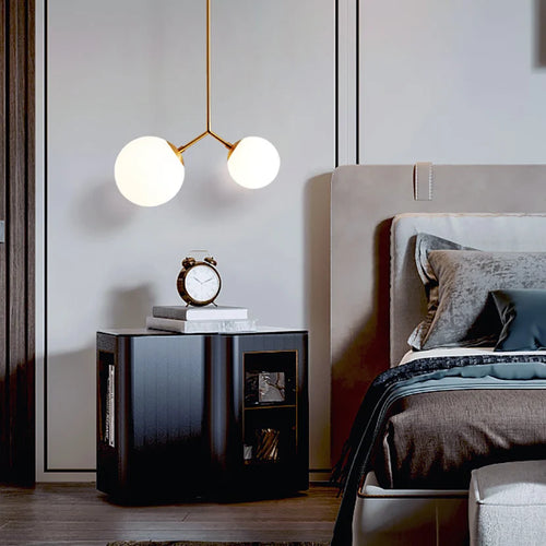 lustre moderne simple sandyha avec 2 boules led - vue 2 sur 8