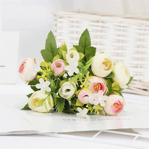 bouquet de roses artificielles en soie pour décoration élégante - vue 9 sur 10