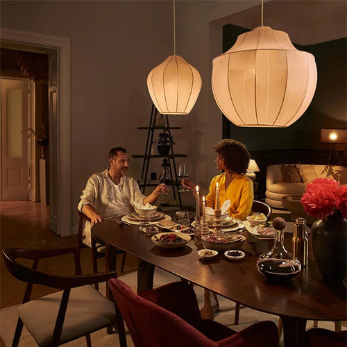 Suspension en tissu moderne lanterne LED pour salon salle à manger chambre intérieure Loft Wabi Sabi - vue 6 sur 9