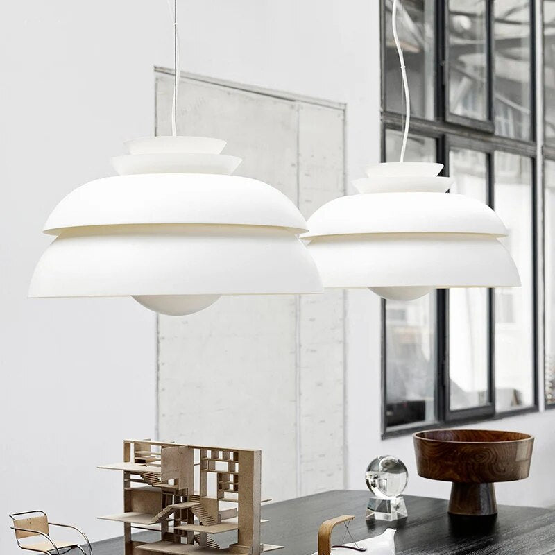 Lampe suspension nordique blanche simple - vue 5 sur 7
