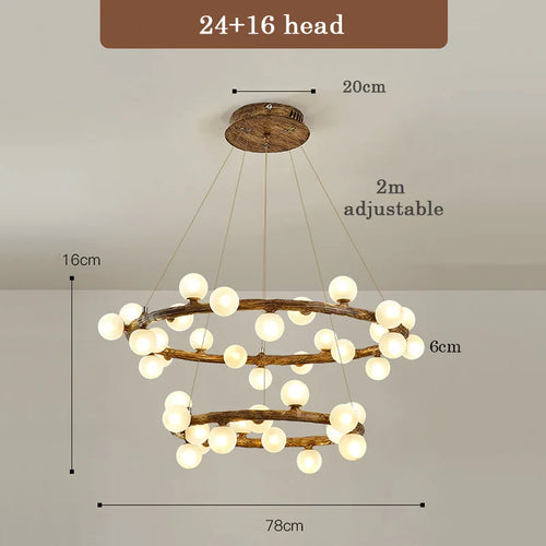 lustre de style wabi-sabi en bois artificiel pour intérieur - vue 9 sur 9
