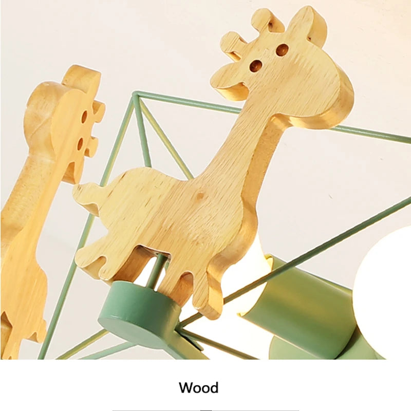 Kids Room Lighting Nordic Children Child Room Ceiling Light E27 Holder Star Diamond LED Suspension Wooden Hanging Lamp - vue 6 sur 10