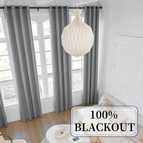 Rideau occultant extra long style lin moderne salon - vue 2 sur 10