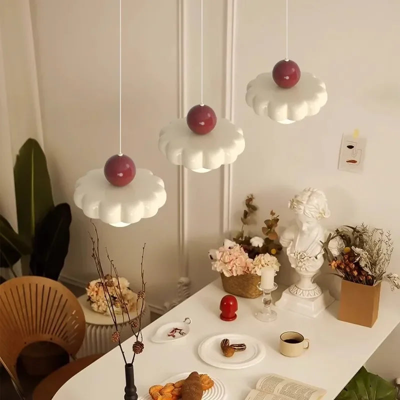 Lustre design avec fleurs Style crème créative - vue 4 sur 5