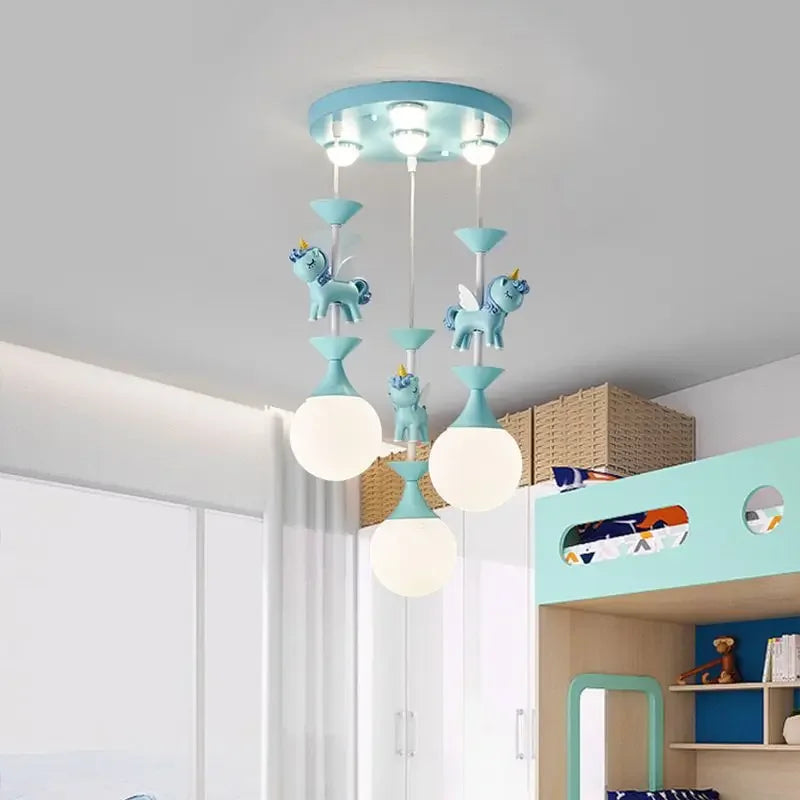 lustre led moderne carrousel pour enfants style princesse - vue 1 sur 12