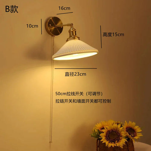 applique murale led antique avec interrupteur à tirette - vue 8 sur 10