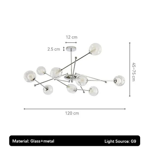 2024 Glass Chandelier Chrome Magic Bean Lights for  Living Room Pendant Lamp Bedroom Dining Room Ceiling Hanging Lamp - vue 10 sur 9