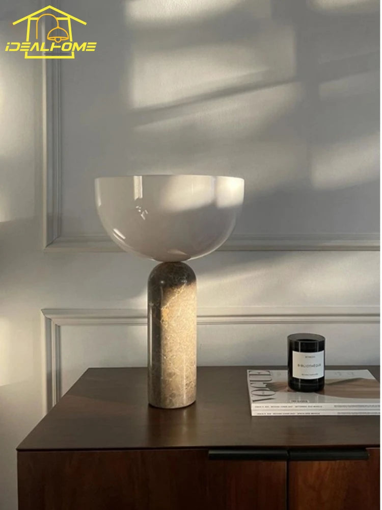 lampe de table champignon design danois en marbre lumineux minimaliste - vue 4 sur 11