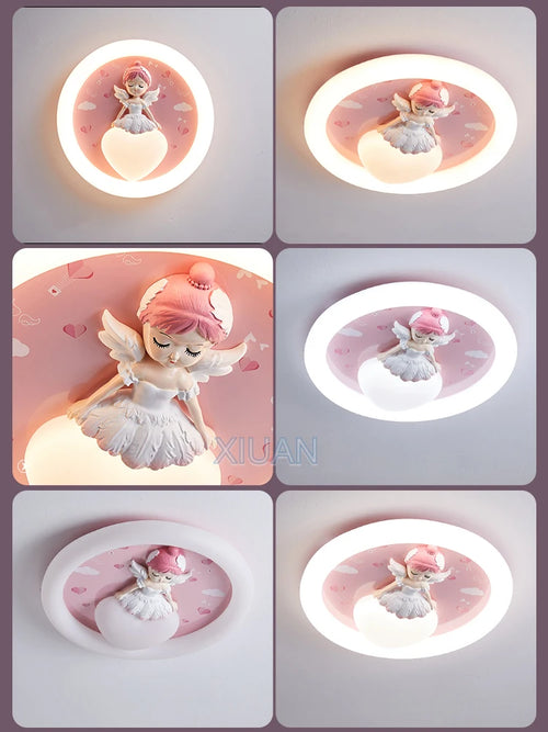 Full Spectrum Children's Room Ceiling Lamp Cartoon Resin Princess Ceiling Light Kids Baby Room Bedroom Nursery School Decor 220V - vue 5 sur 8