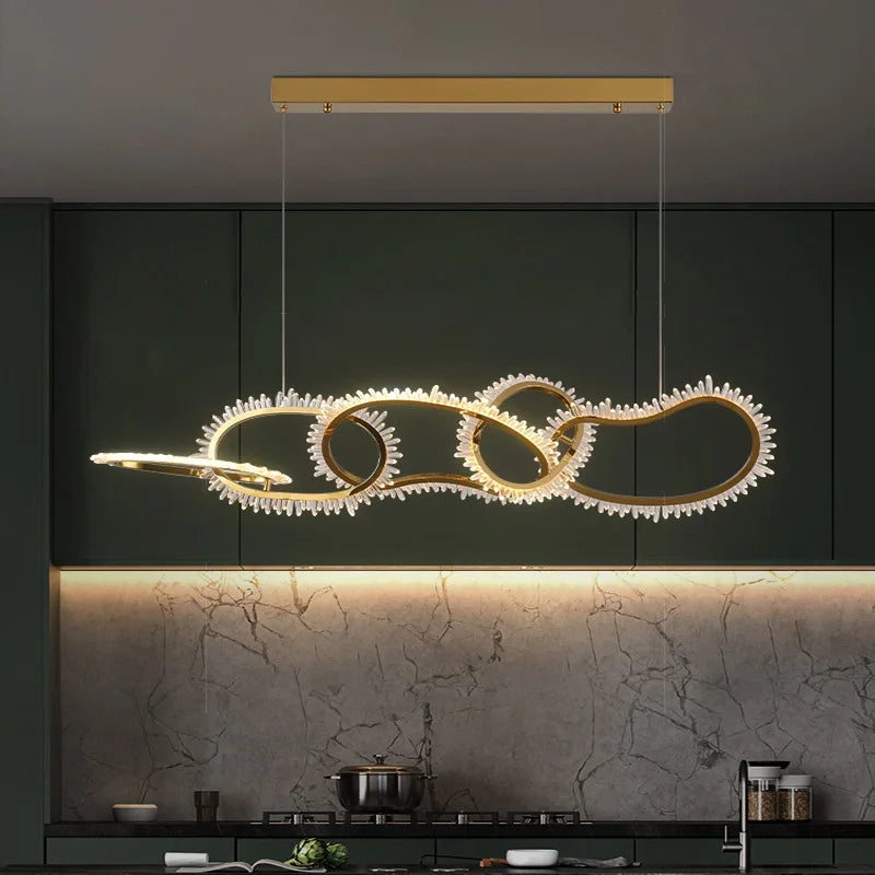 lustre de luxe en cristal avec anneaux led modernes - vue 3 sur 16