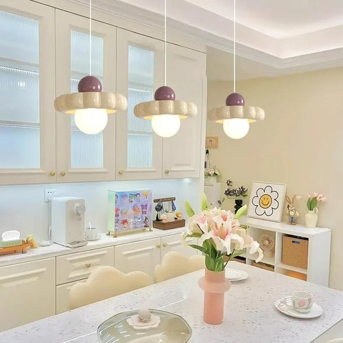 Lustre design avec fleurs Style crème créative - vue 3 sur 5