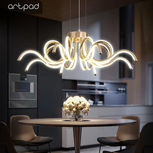 lustre moderne doré artpad avec télécommande pour éclairage intérieur - vue 2 sur 9