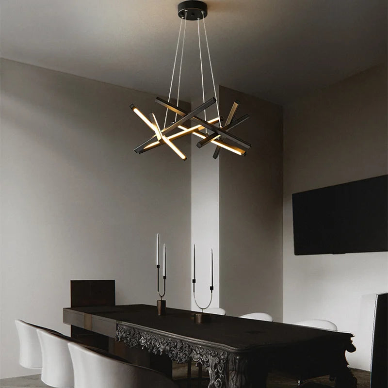 lustre moderne led créatif en métal branche suspension nordique - vue 4 sur 9