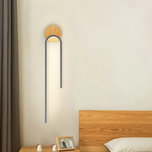 Applique murale LED en bois nordique moderne fer 60CM longue bande gris blanc salon décor appliques chambre étude luminaires pour la maison Lustre - vue 3 sur 12
