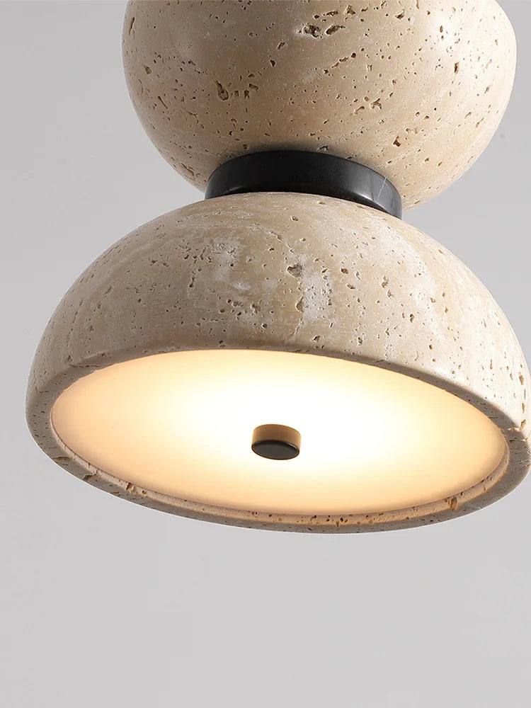 lampe de chevet en travertin style japonais wabi-sabi décoration moderne - vue 6 sur 7