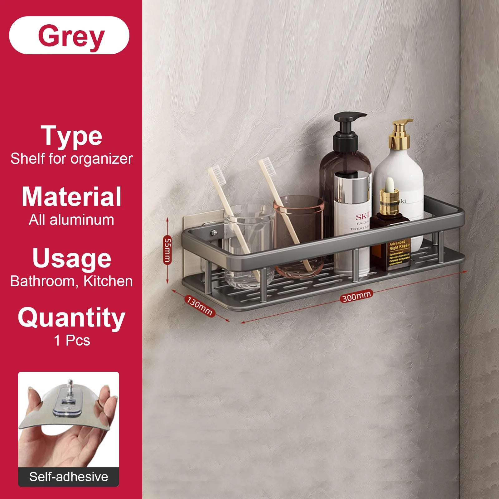 etagère murale sans perçage pour rangement de salle de bain et cuisine - vue 13 sur 30