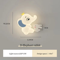 applique murale moderne éléphant pour enfant lumière douce