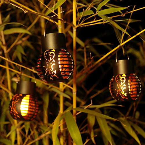 lot de 3 lampes solaires à effet flamme pour jardin extérieur décoratif - vue 5 sur 6