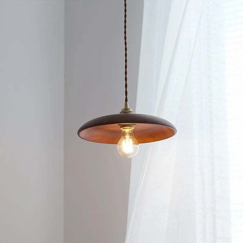 suspension led en bois et laiton style nordique moderne - vue 4 sur 10