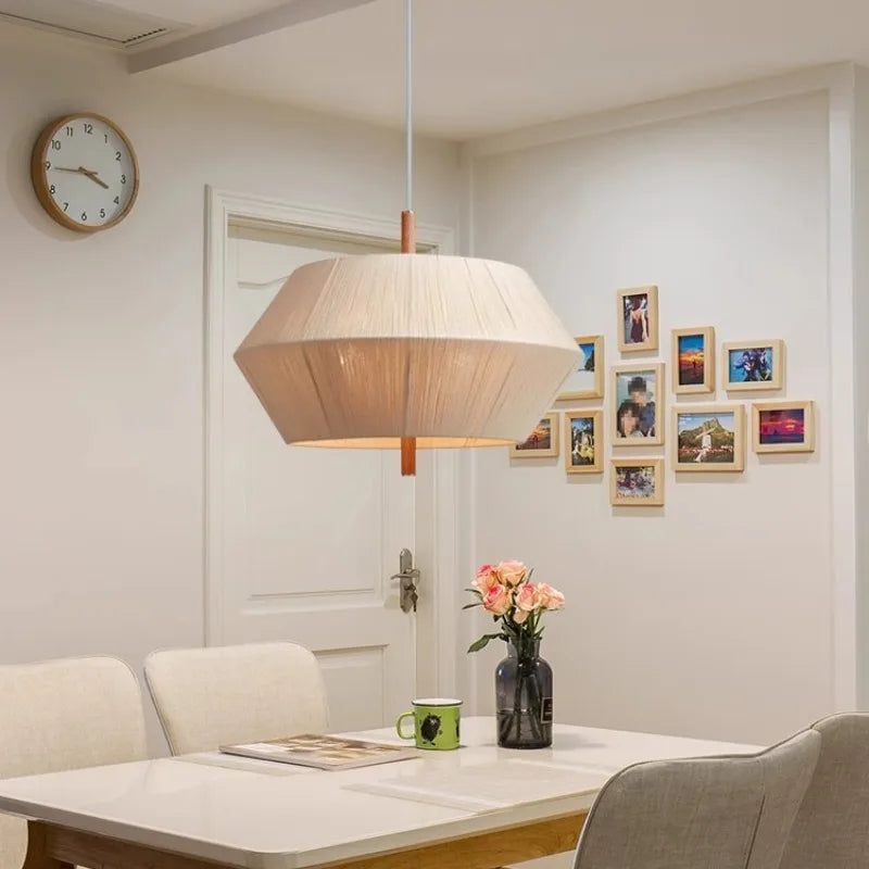 lustre en fil de coton nordique style wabi sabi pour décoration intérieure - vue 4 sur 9