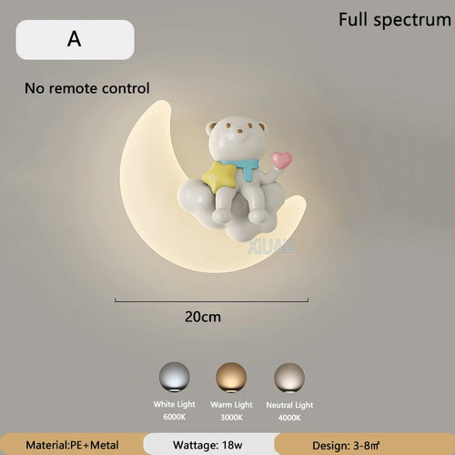 applique murale romantique lune ange ours fille enfant - vue 9 sur 11