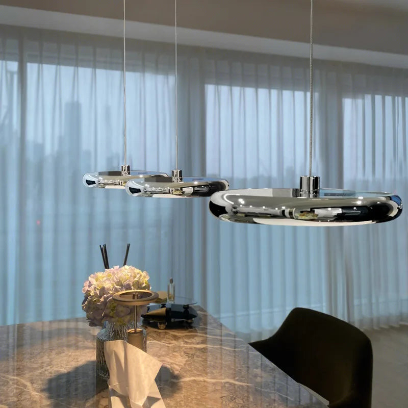 lustre en aluminium led design plaqué circulaire - vue 4 sur 18