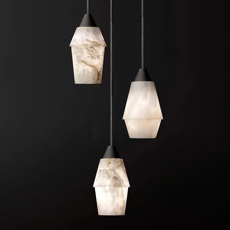 lustre led suspendu collection marbre vintage rétro - vue 7 sur 9