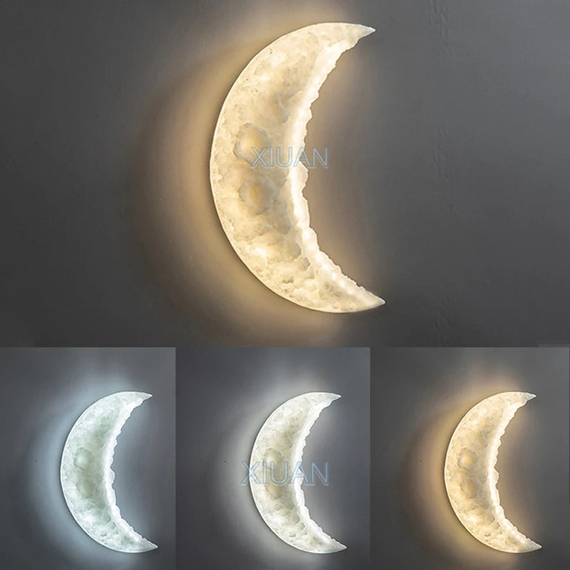 Luxury Moon Wall Lamp for Bedroom Living room Indoor Decor Creative Resin Engraving Moon Light Hallway Stair Aisle Entrance - vue 2 sur 8
