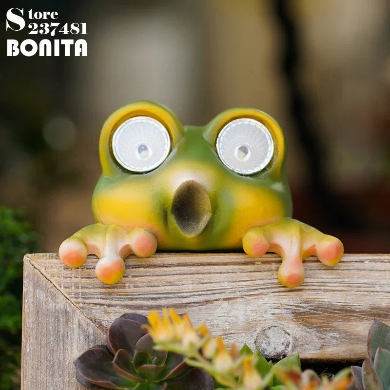 Lampe solaire de grenouille coquine studieuse pour la décoration de paysage de cour ornements en résine Led Bub lumière de jardin étanche solaire - vue 3 sur 9