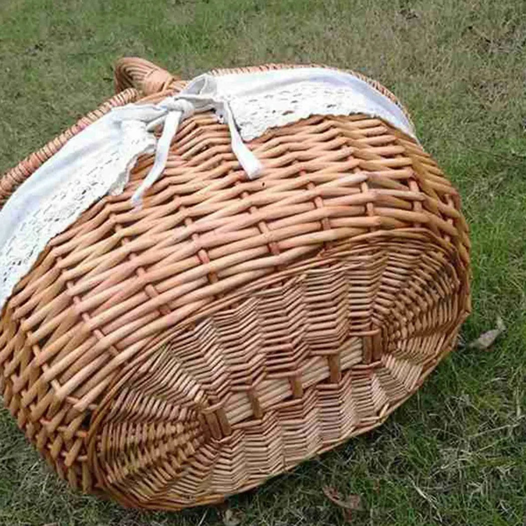panier en osier style campagnard pour pique-nique et rangement - vue 7 sur 7