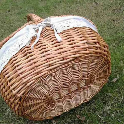 panier en osier style campagnard pour pique-nique et rangement - vue 7 sur 7