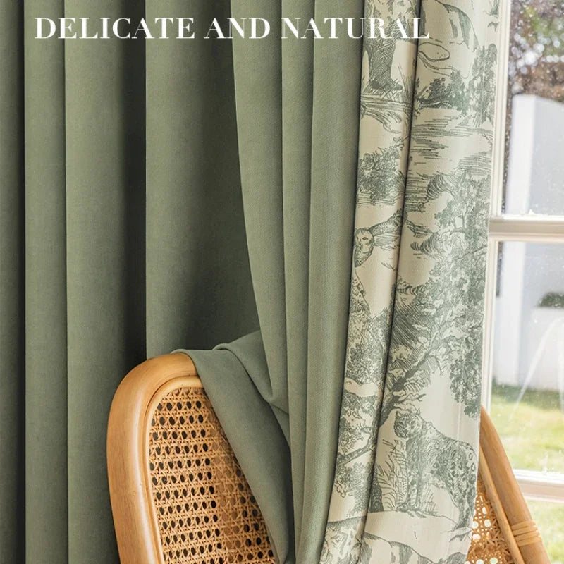 Rideau occultant motif floral moderne sur mesure salon - vue 4 sur 7