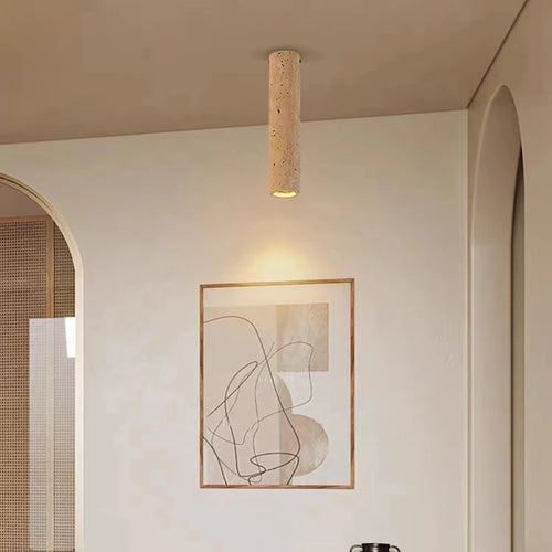 plafonnier cylindrique en pierre naturelle pour éclairage intérieur - vue 2 sur 8