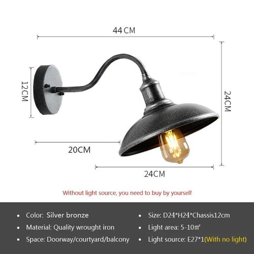 Vintage étanche applique murale lampe extérieure pour balcon porte cour couloir jardin industriel E27 appliques luminaire - vue 13 sur 13